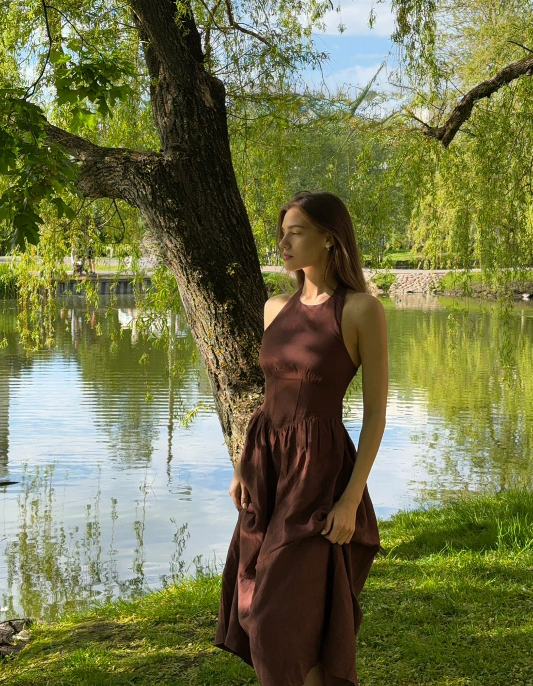 Vera - Halter Maxi Linnen Jurk