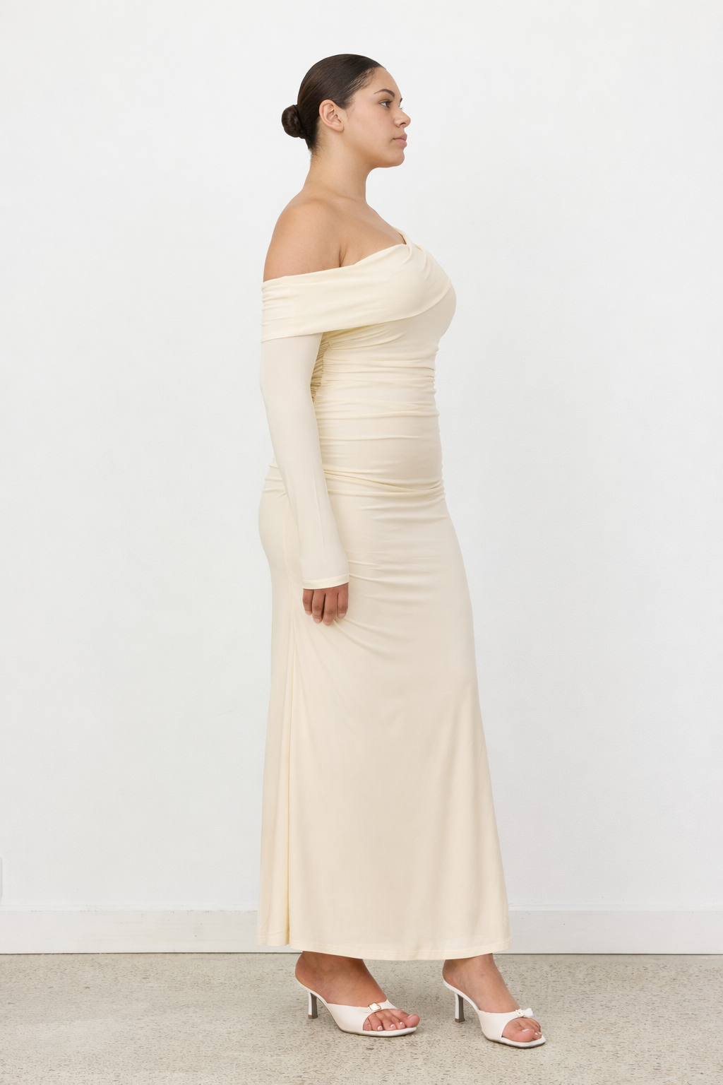 SageFashion Maxi Jurk | Lange Mouwen in Zachte Gele Tint voor Dames