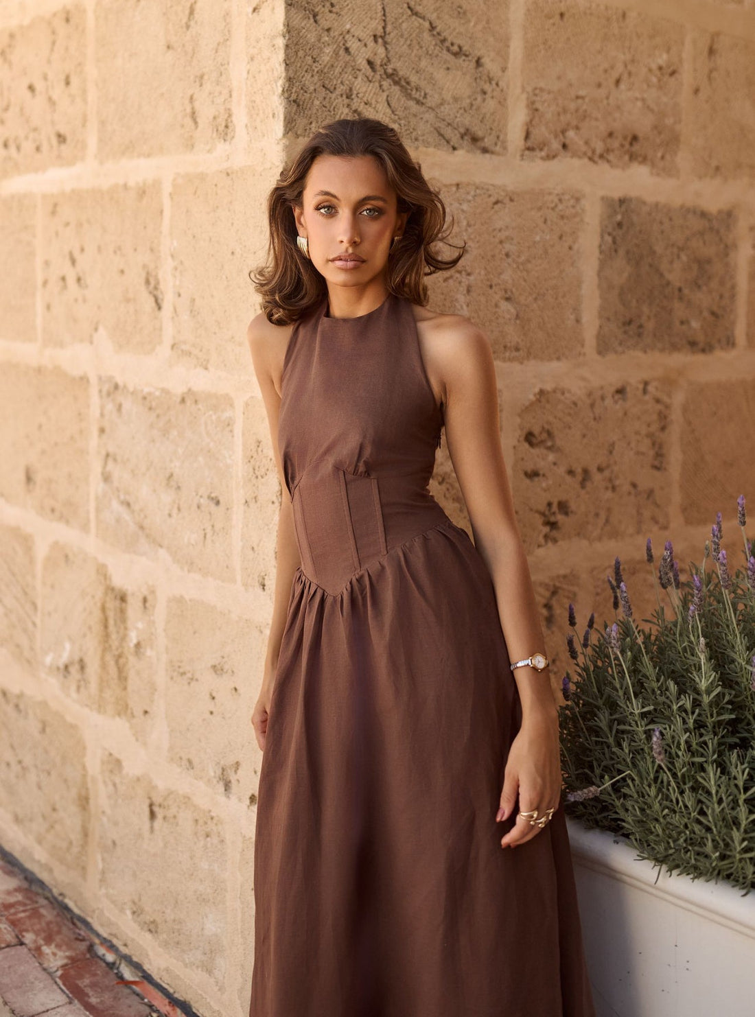 Vera - Halter Maxi Linnen Jurk