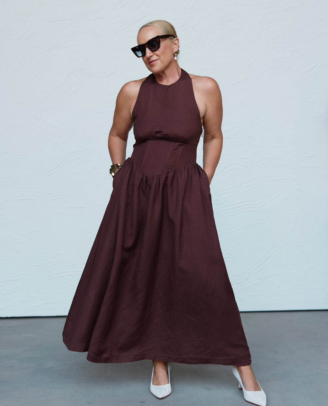 Vera - Halter Maxi Linnen Jurk