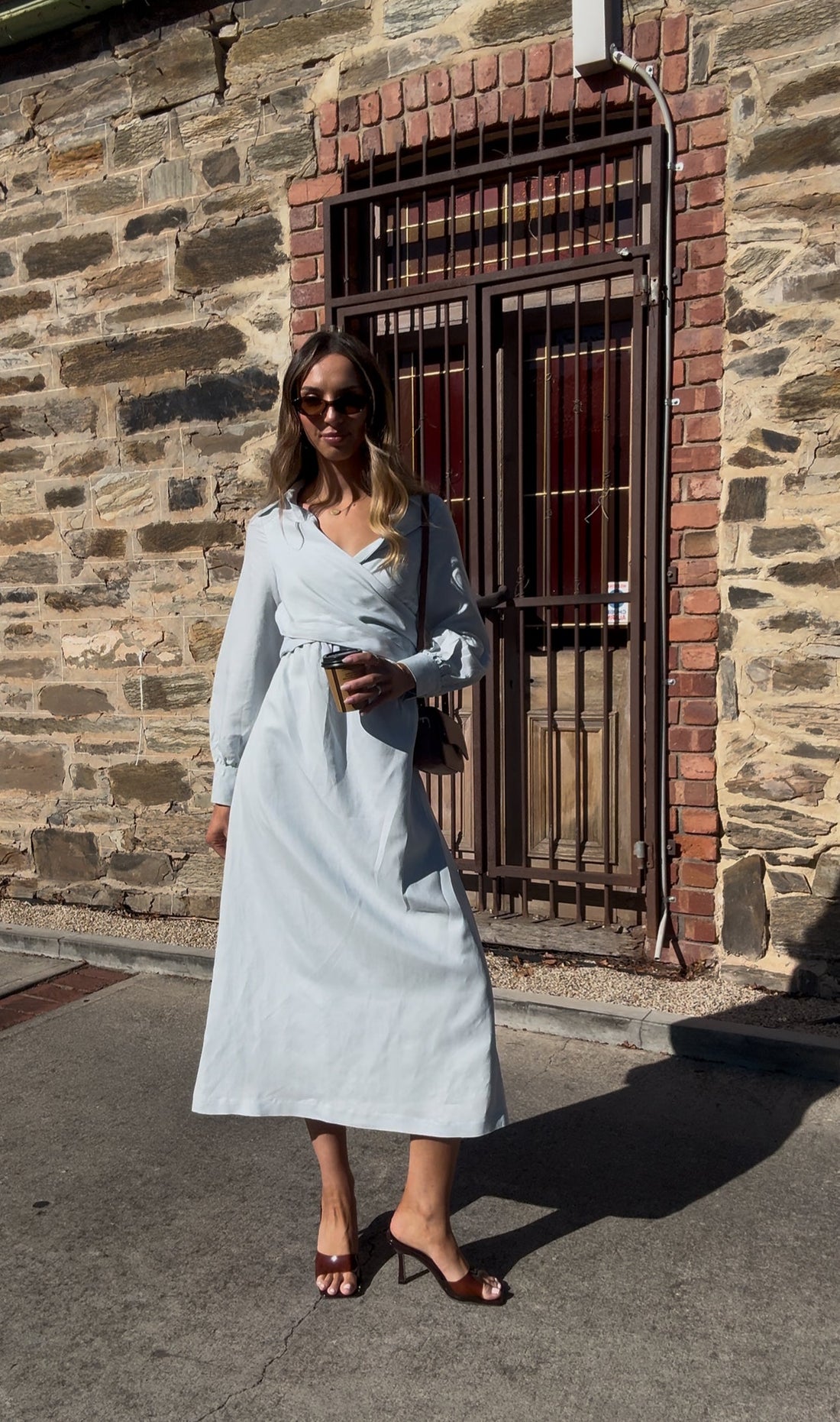 Roos - Blauwe Linnen Maxi Jurk