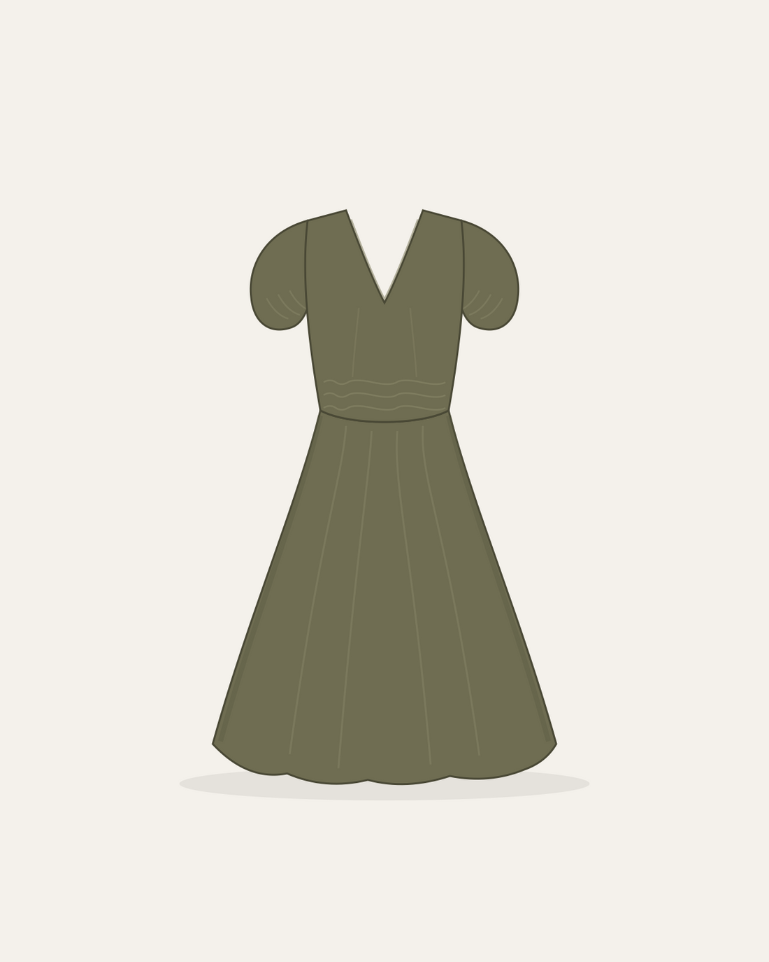 Noor Musselin-Midikleid in Olivgrün