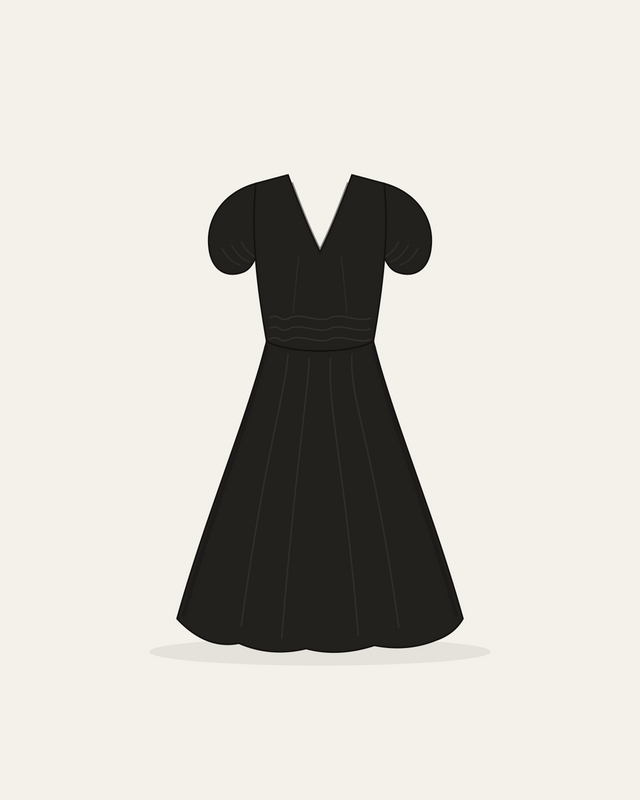 Noor Musselin-Midikleid in Schwarz